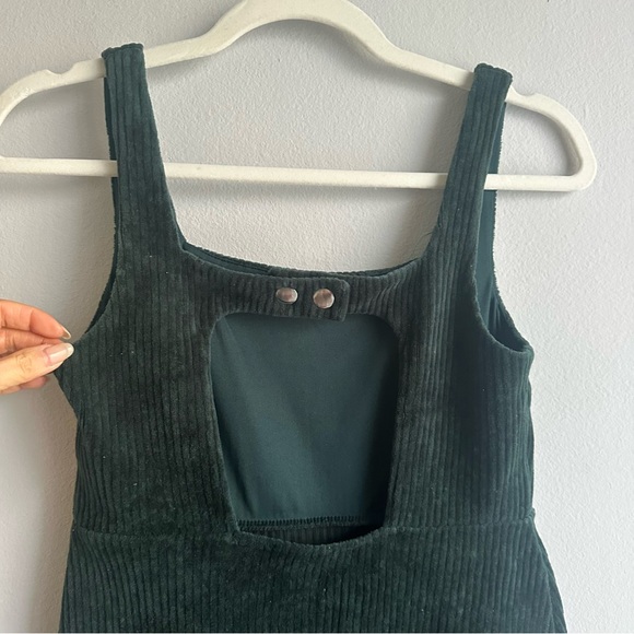 NWOT TOPSHOP Corduroy Pinafore Square Neck Open Back Mini Dress in Forest Green - Picture 8 of 12
